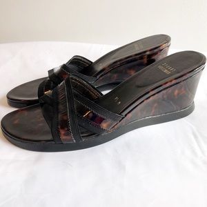 Stuart Weitzman tortoise wedge sling slide 9.5